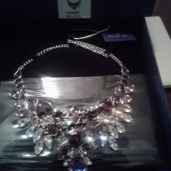 NEW! Swarovski Impulse Necklace "Miranda Kerr"-Large Clear Purple Crystal - Picture 1 of 9